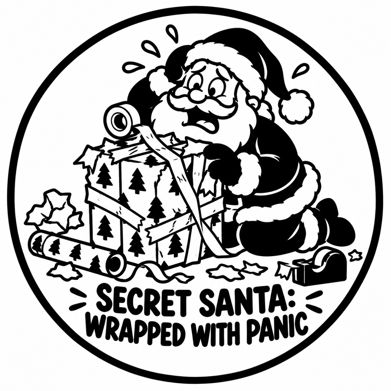 Wrapped with Panic Secret Santa Coaster