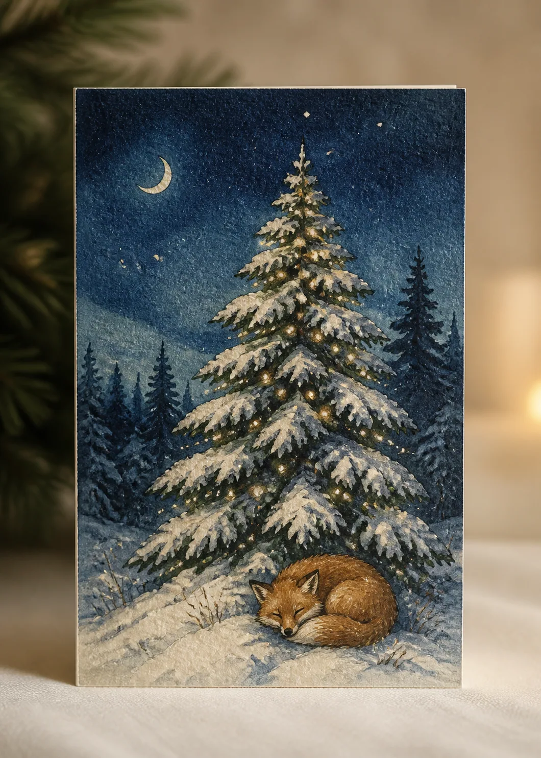 Portrait illustrated Christmas card